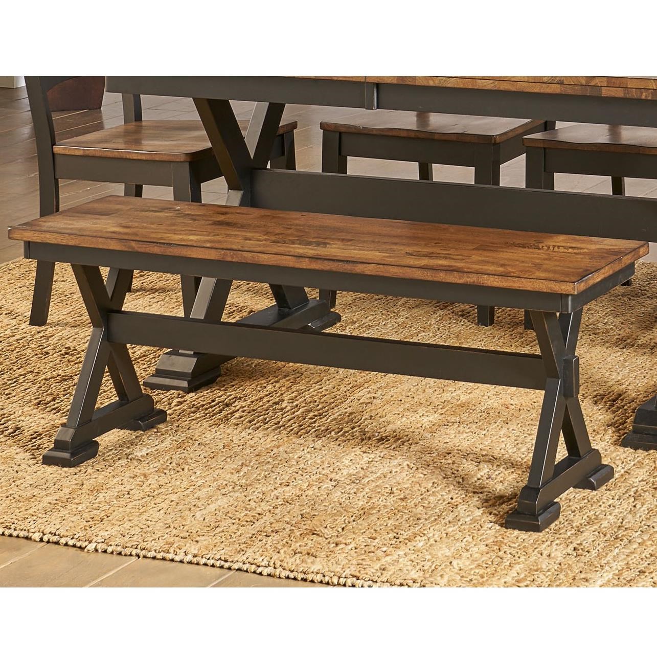AAmerica Stone Creek Rustic Solid Wood Dining Bench with Trestle Base